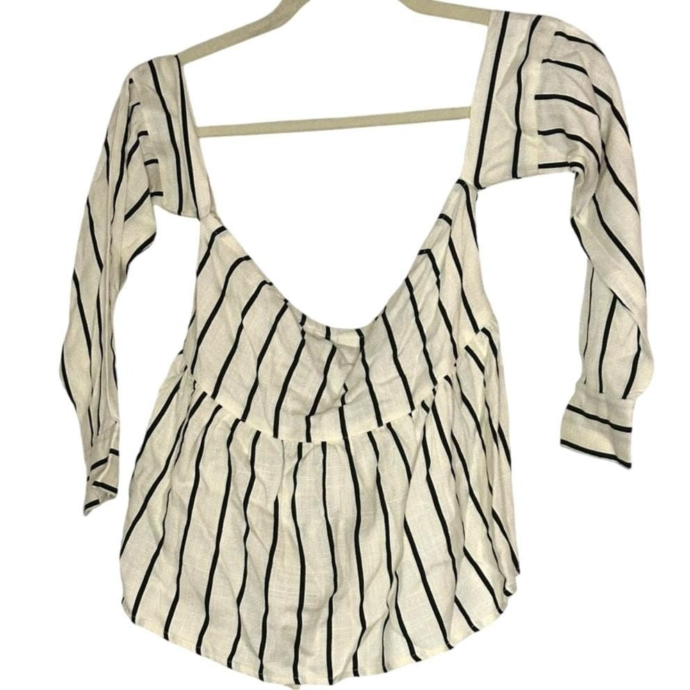 Striped Bardot Top – Ivory/Black