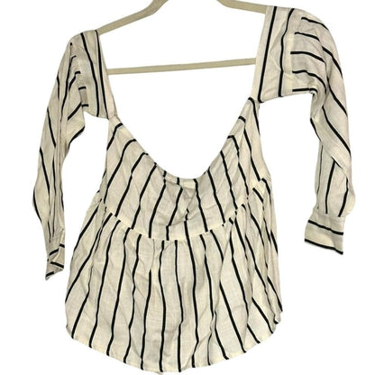 Striped Bardot Top – Ivory/Black