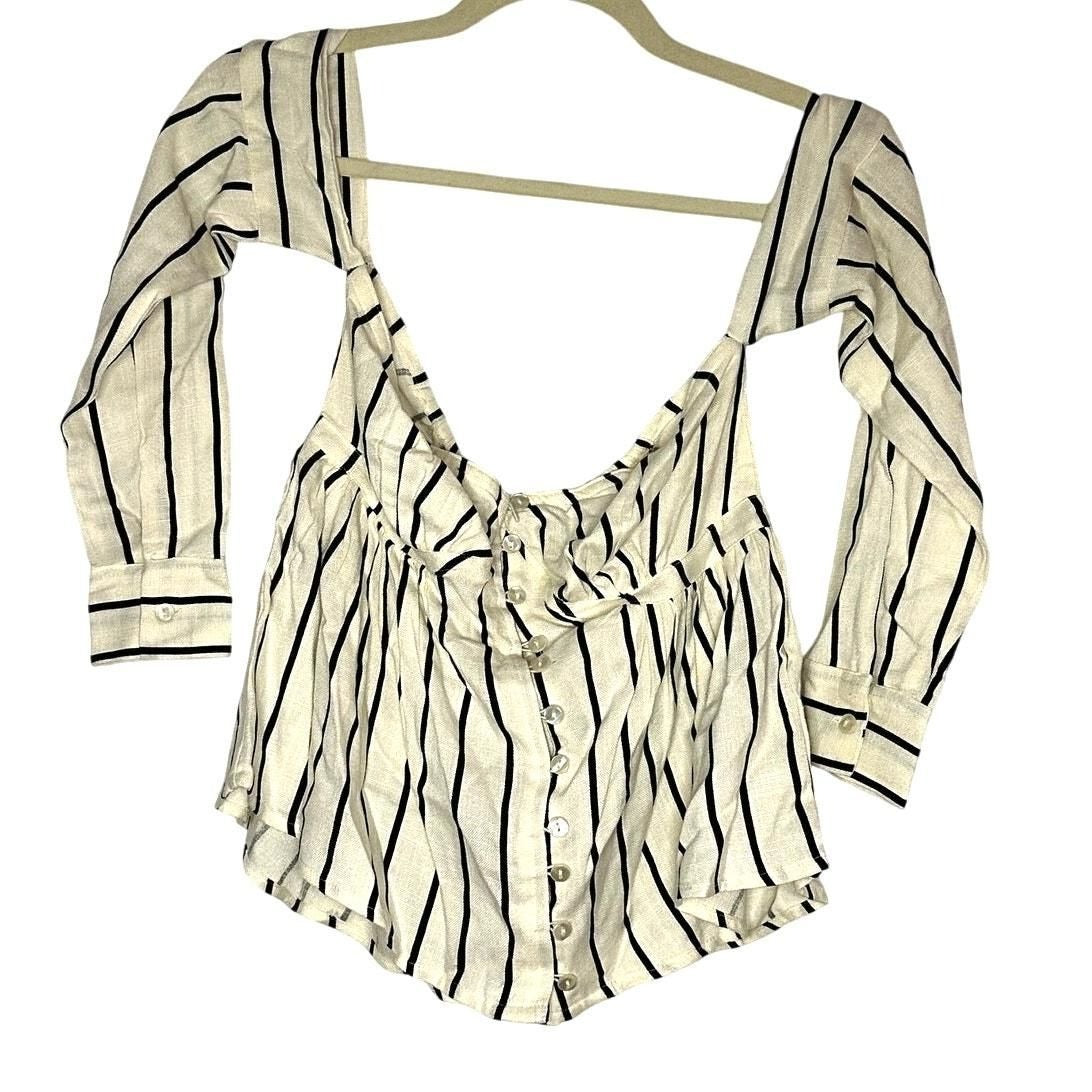 Striped Bardot Top – Ivory/Black