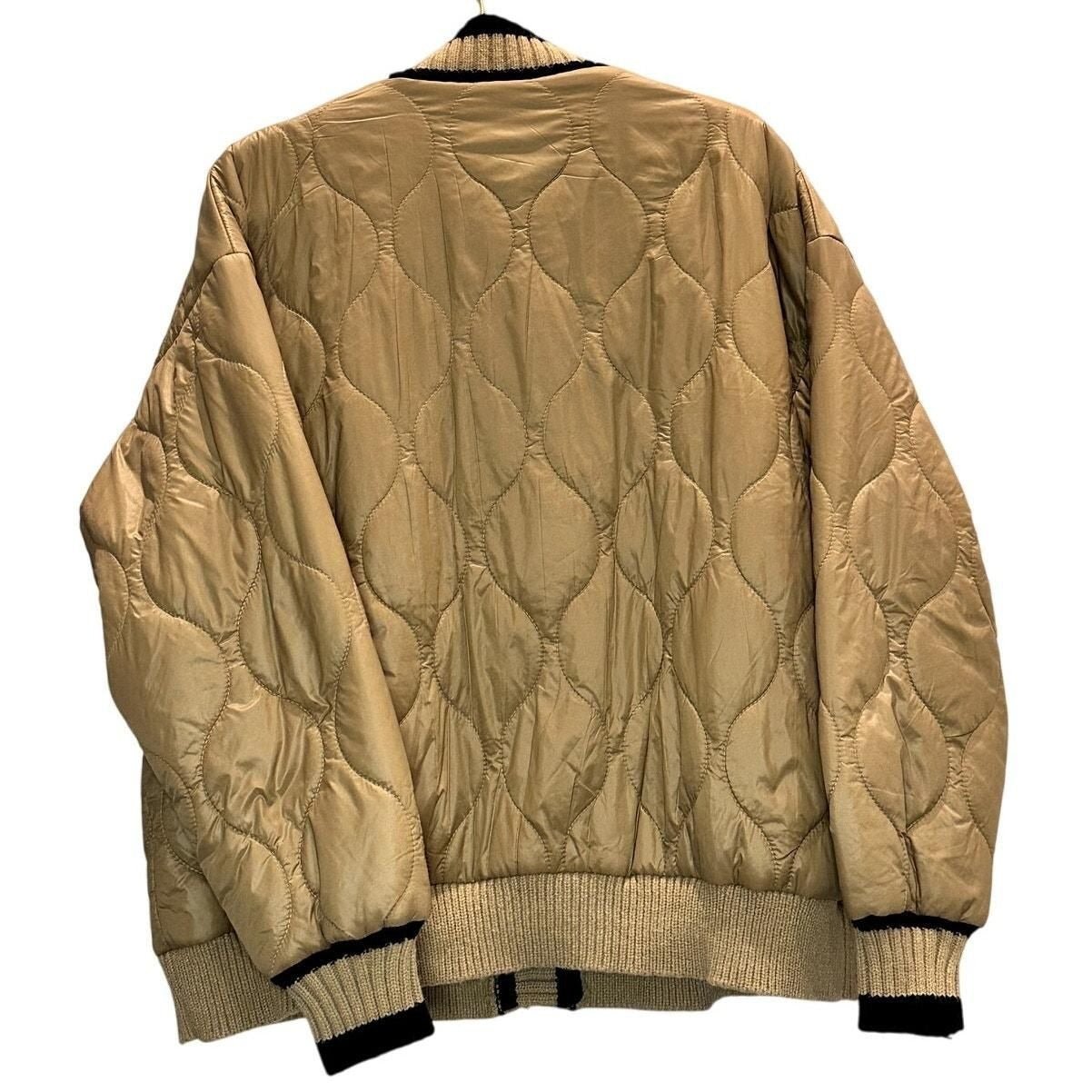 Mixed-Media Quilted Cardigan Jacket – Tan/Black
