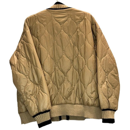 Mixed-Media Quilted Cardigan Jacket – Tan/Black