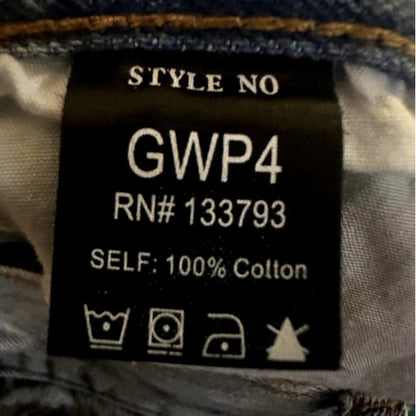 Contrast Patched Raw Hem Straight Jeans