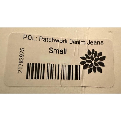Contrast Patched Raw Hem Straight Jeans