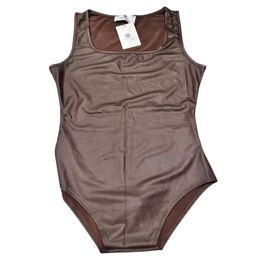 Brown Faux Leather Bodysuit