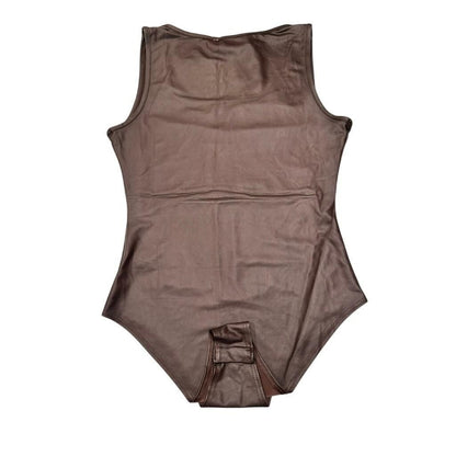 Brown Faux Leather Bodysuit