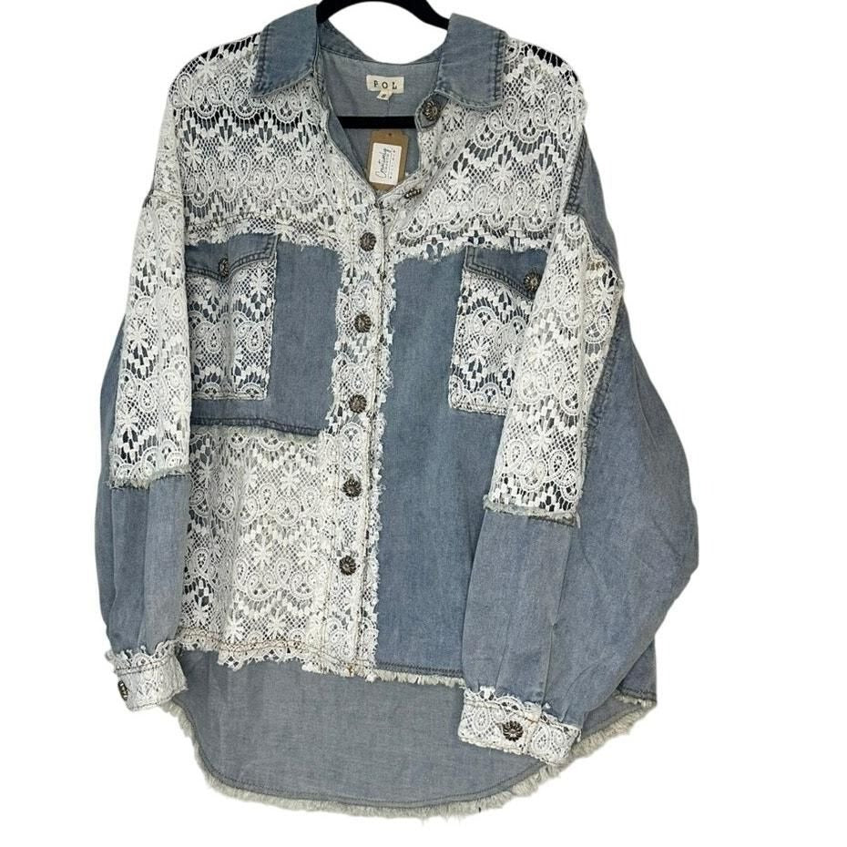 Sonoma White Crochet Denim Jacket