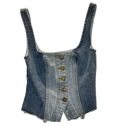 Colourblock Denim Strappy Corset Top – Multi