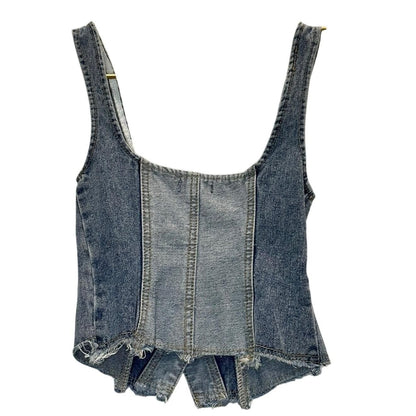 Colourblock Denim Strappy Corset Top – Multi