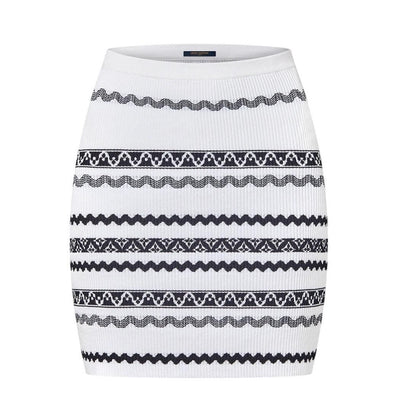 Scallop Stripe Knit Mini Skirt – Milky White