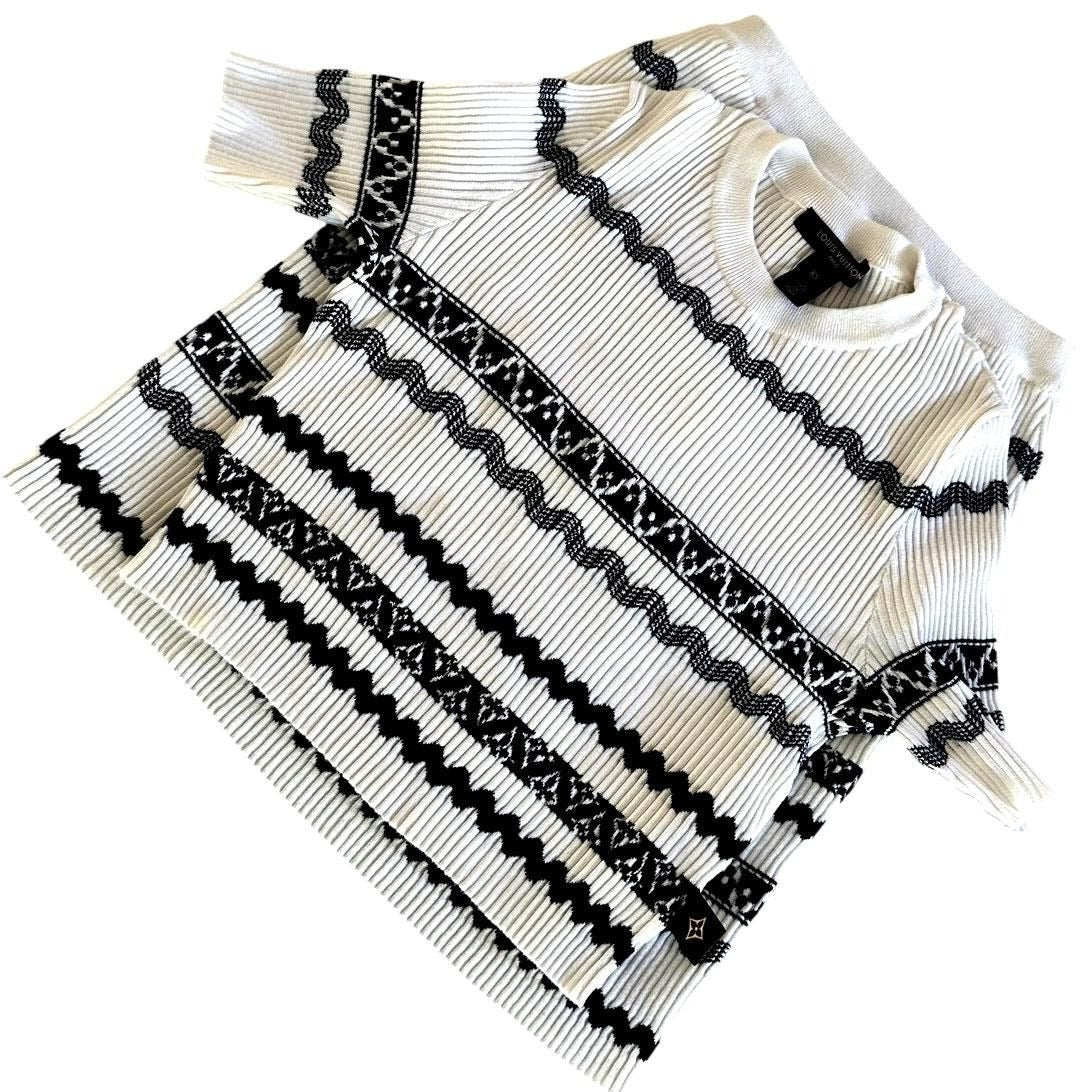 Scallop Stripe Knit Mini Skirt – Milky White