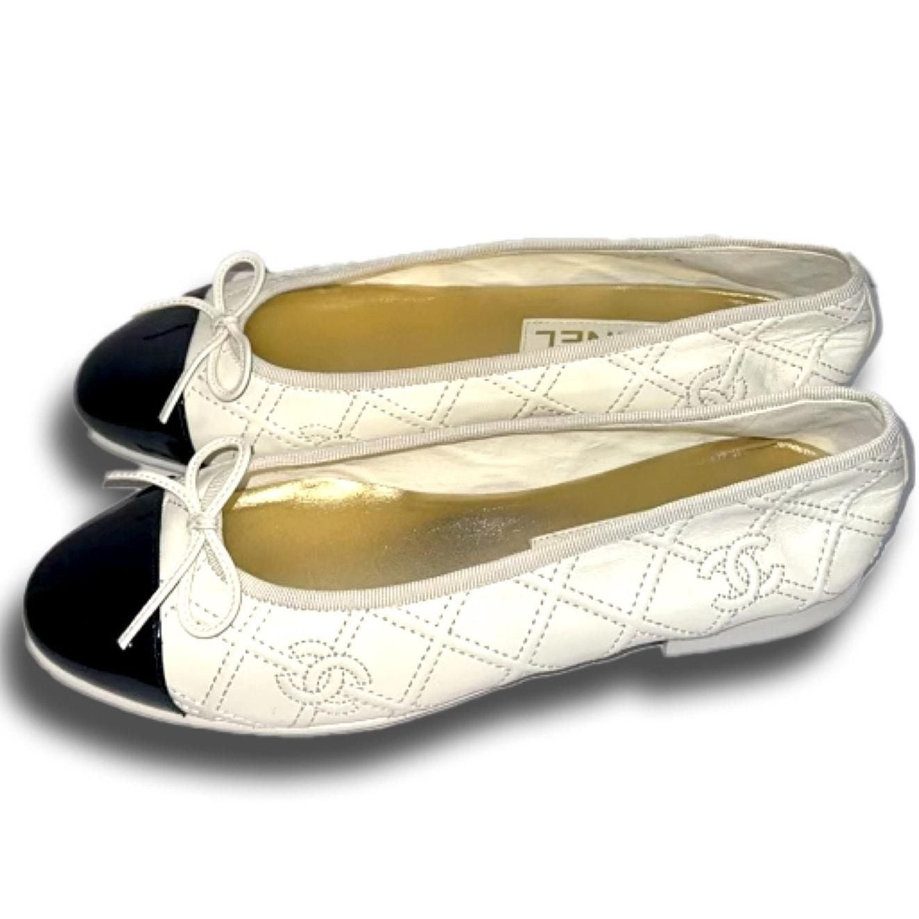 Off-White Black Toe Ballet Flats