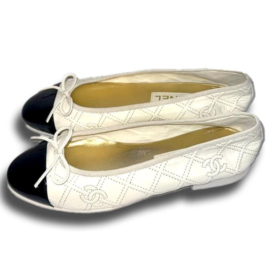 Off-White Black Toe Ballet Flats