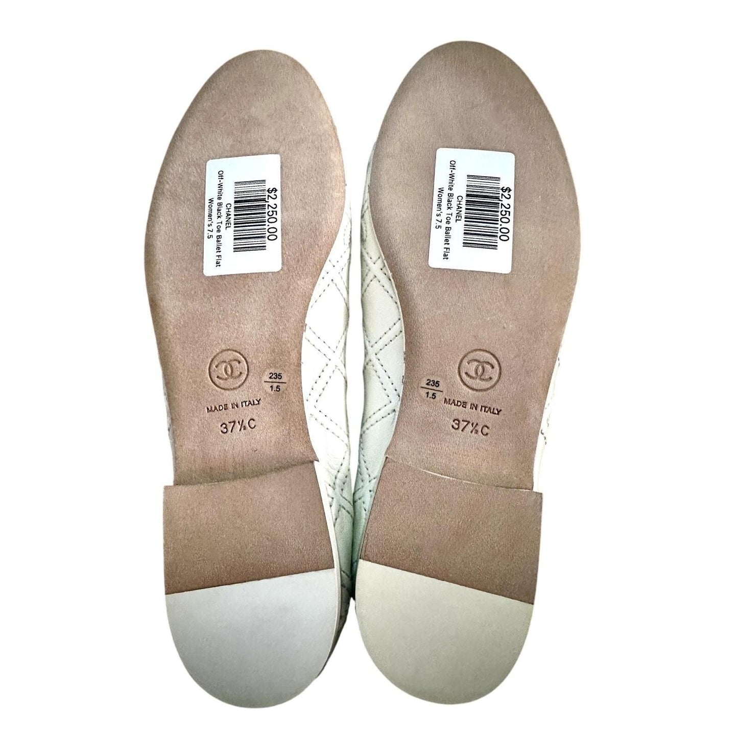 Off-White Black Toe Ballet Flats