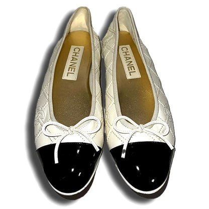Off-White Black Toe Ballet Flats