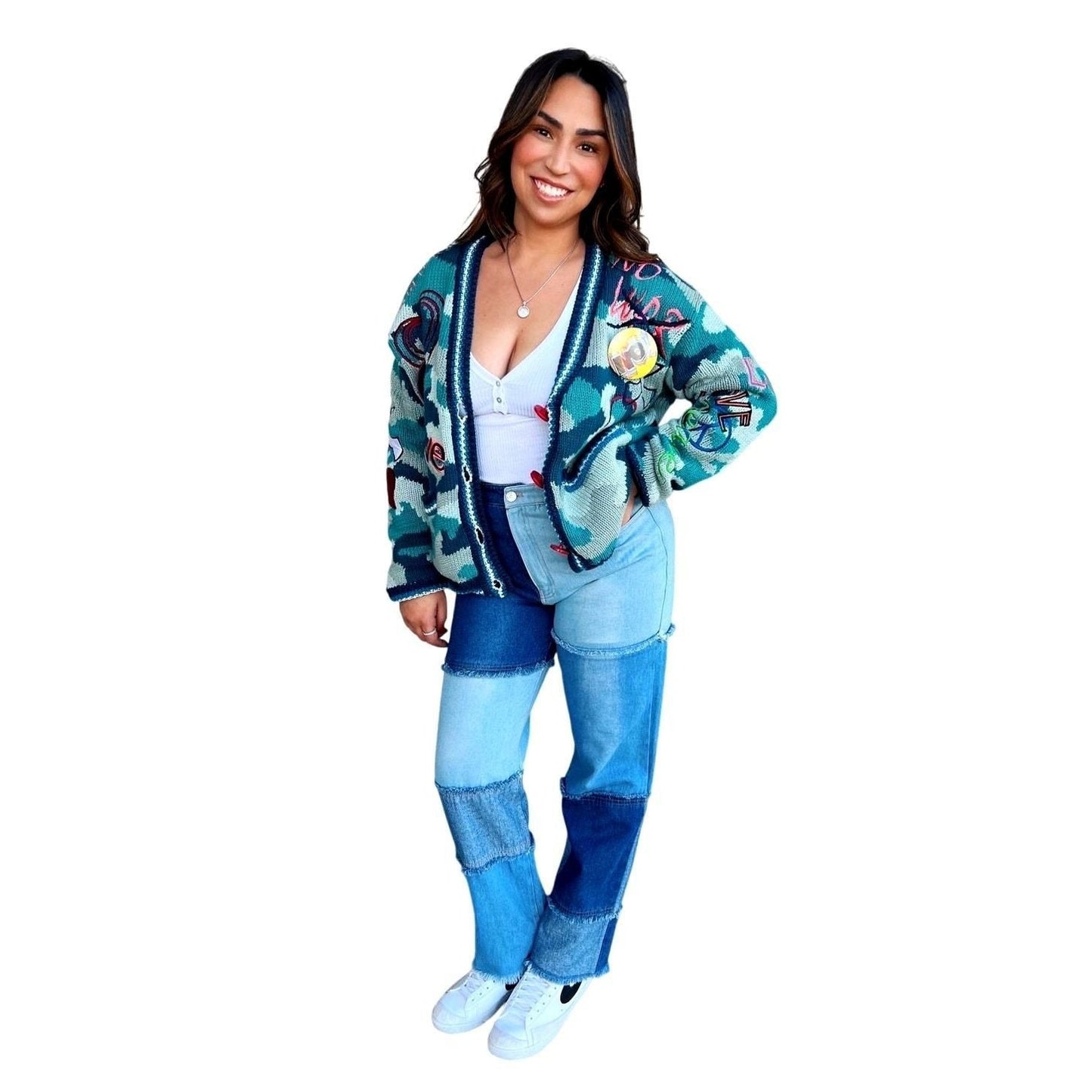 World Peace Camo Heart Button Cardigan