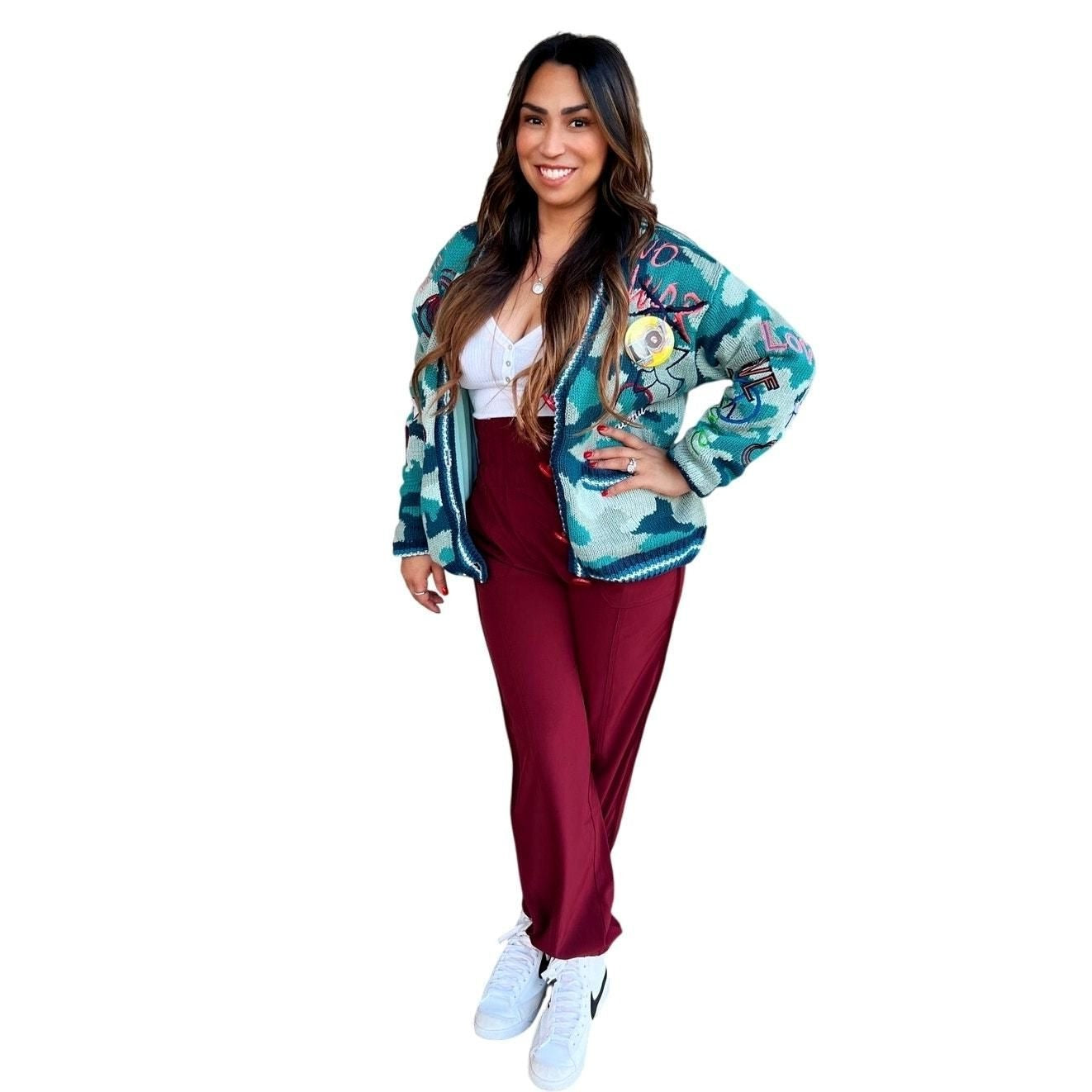 World Peace Camo Heart Button Cardigan
