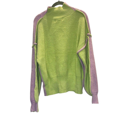Green/Purple High Neck Sweater