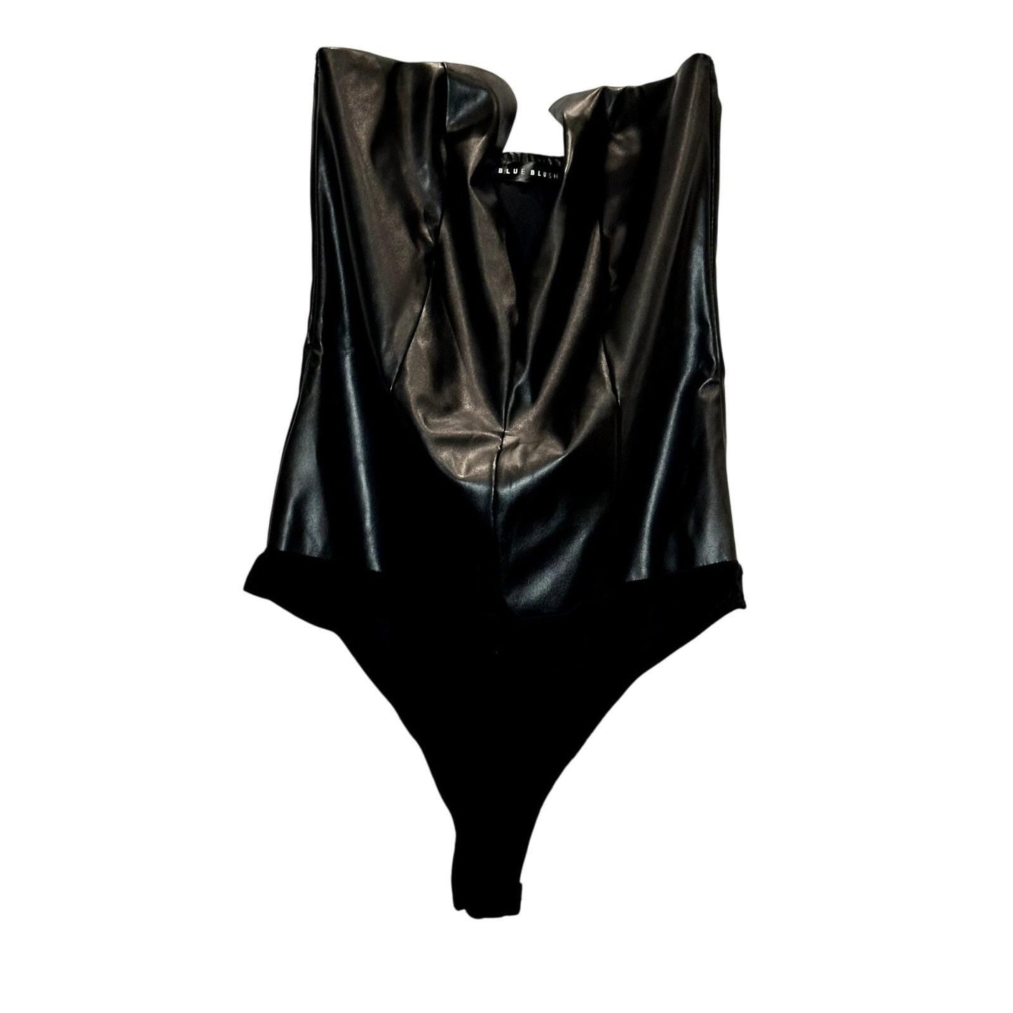 Leader V-Neck Strapless Bodysuit – Black Leather
